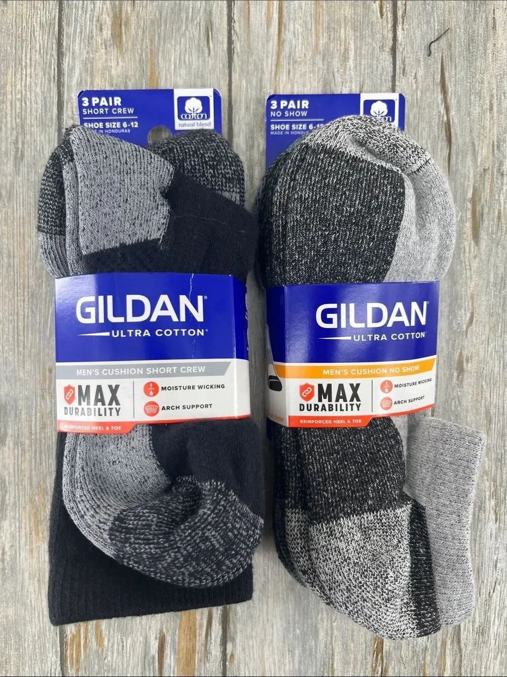 Gildan Men's Ultra Cotton Short Crew & No Show Socks 2, 3 Packs